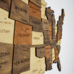 US Map Of United States Wooden Wall Art Wooden Map Decor Map Etsy