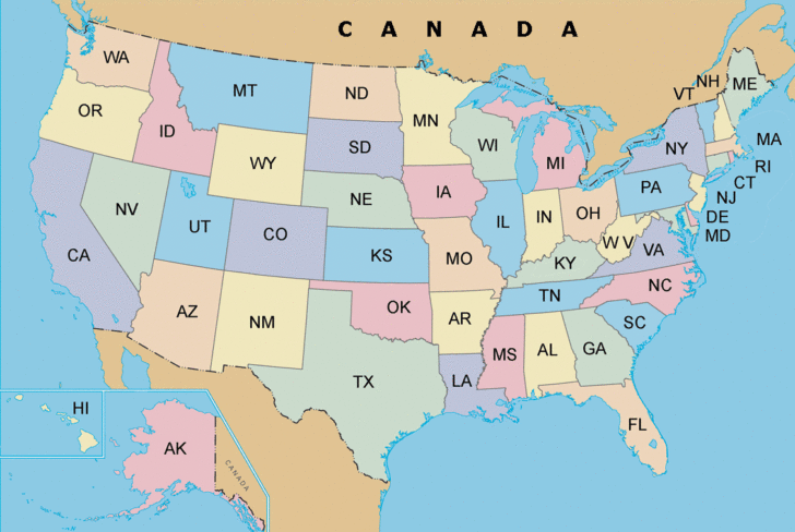 Map Of USA Initials