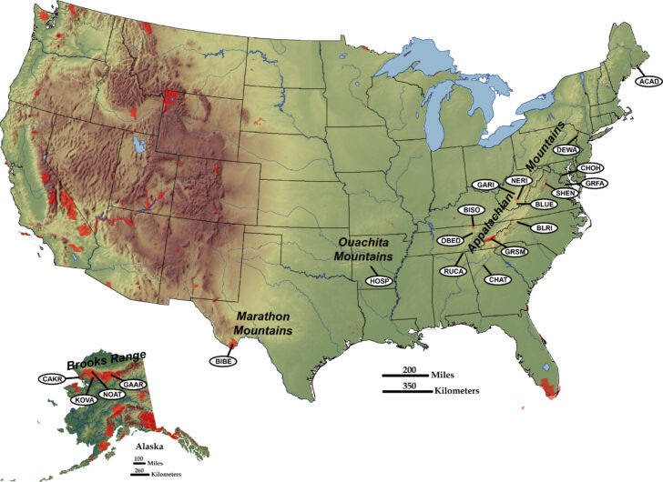 Map Of Mountain Ranges In USA