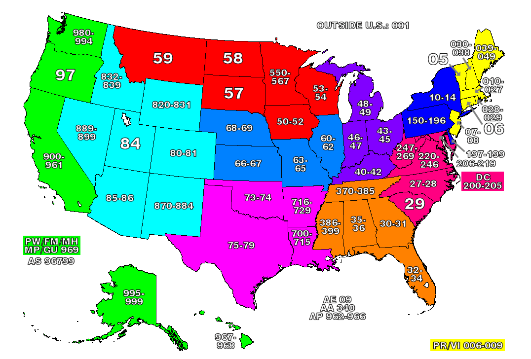 Us Postal Service Zip Code Map