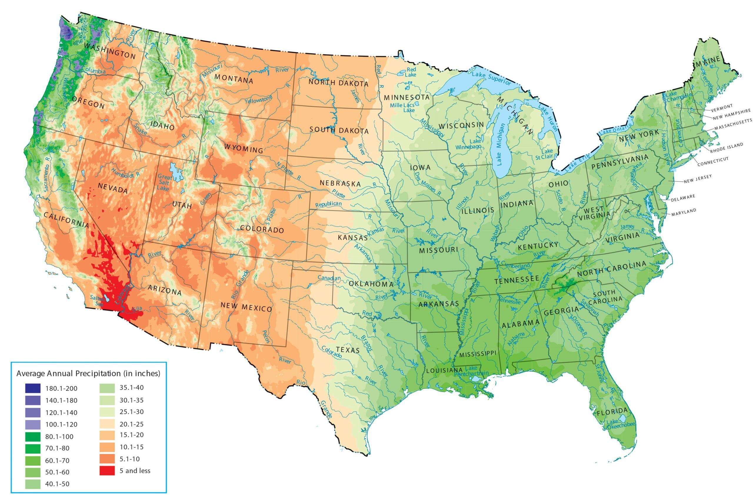 US Precipitation Map GIS Geography