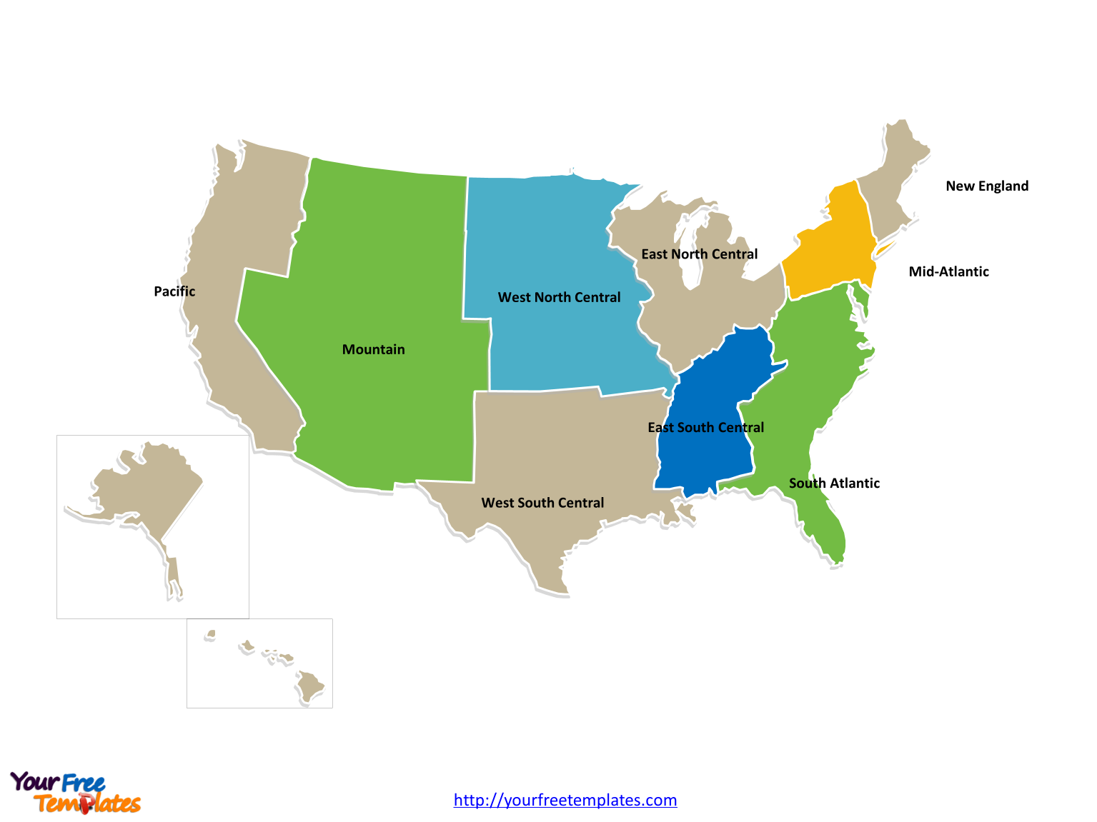 US Region Map Template Free PowerPoint Templates