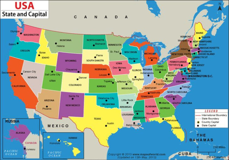 US States And Capitals Map United States Capitals States And ...