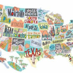 US States Map Travel Tracker Sticker Set United States Adventure