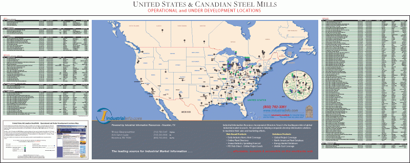 Map Of Steel Mills In USA | Printable Map Of USA