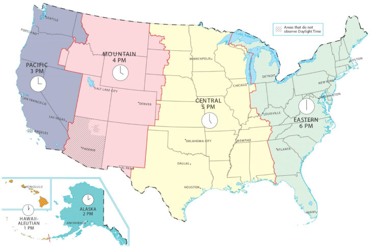 Map Of Central Time Zone USA