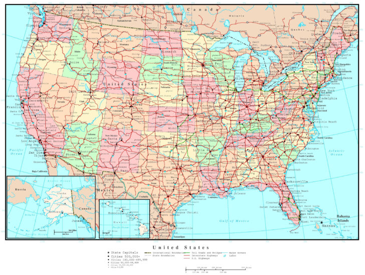Travel Map Of USA With States And Cities