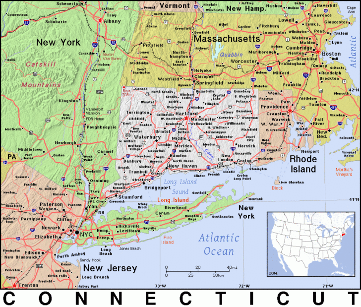 Connecticut On Map Of USA