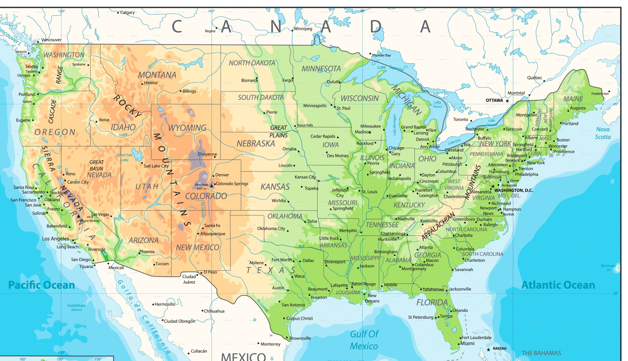 Us Geographical Map Labeled United States Map Pdf XLYIJJ