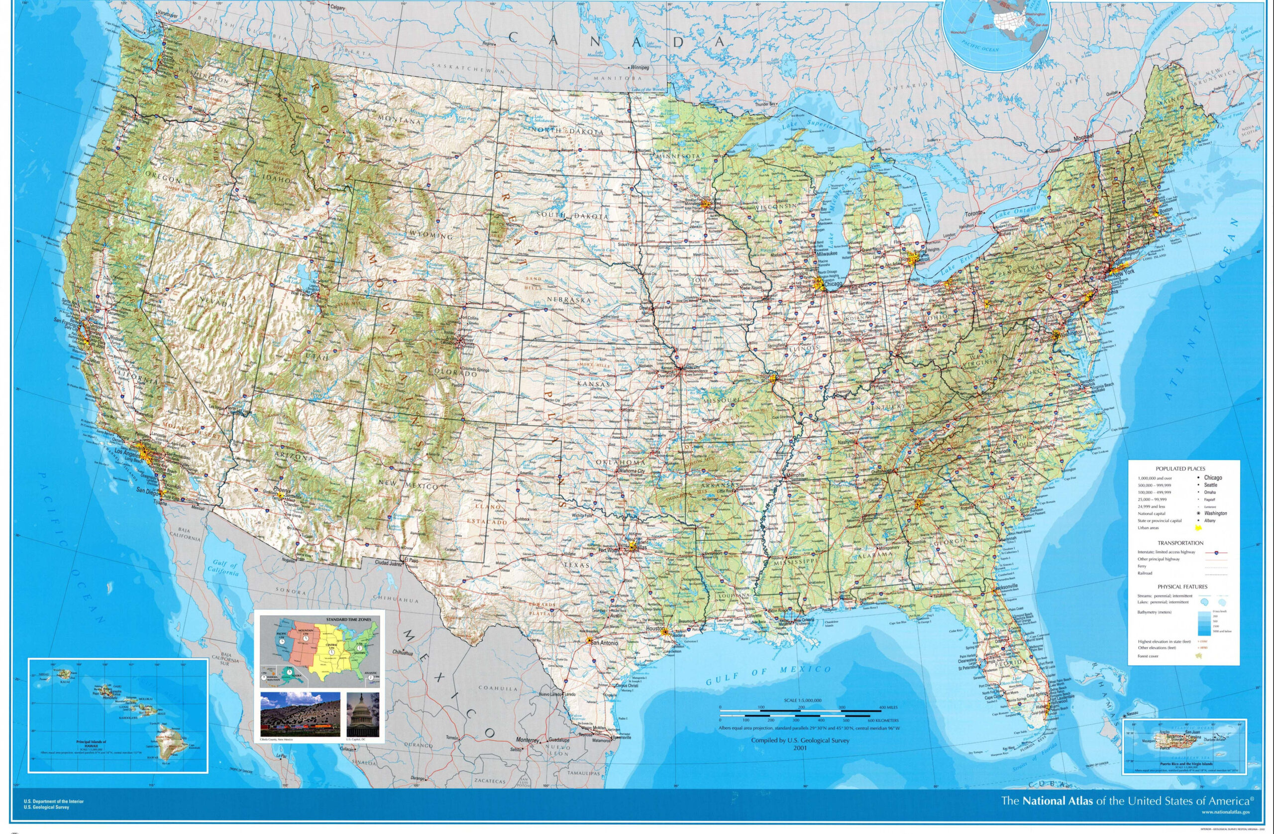 USA Large Scale Topographical Map