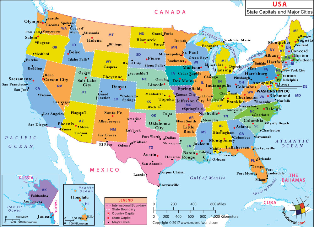 Usa major cities map World Map With Countries