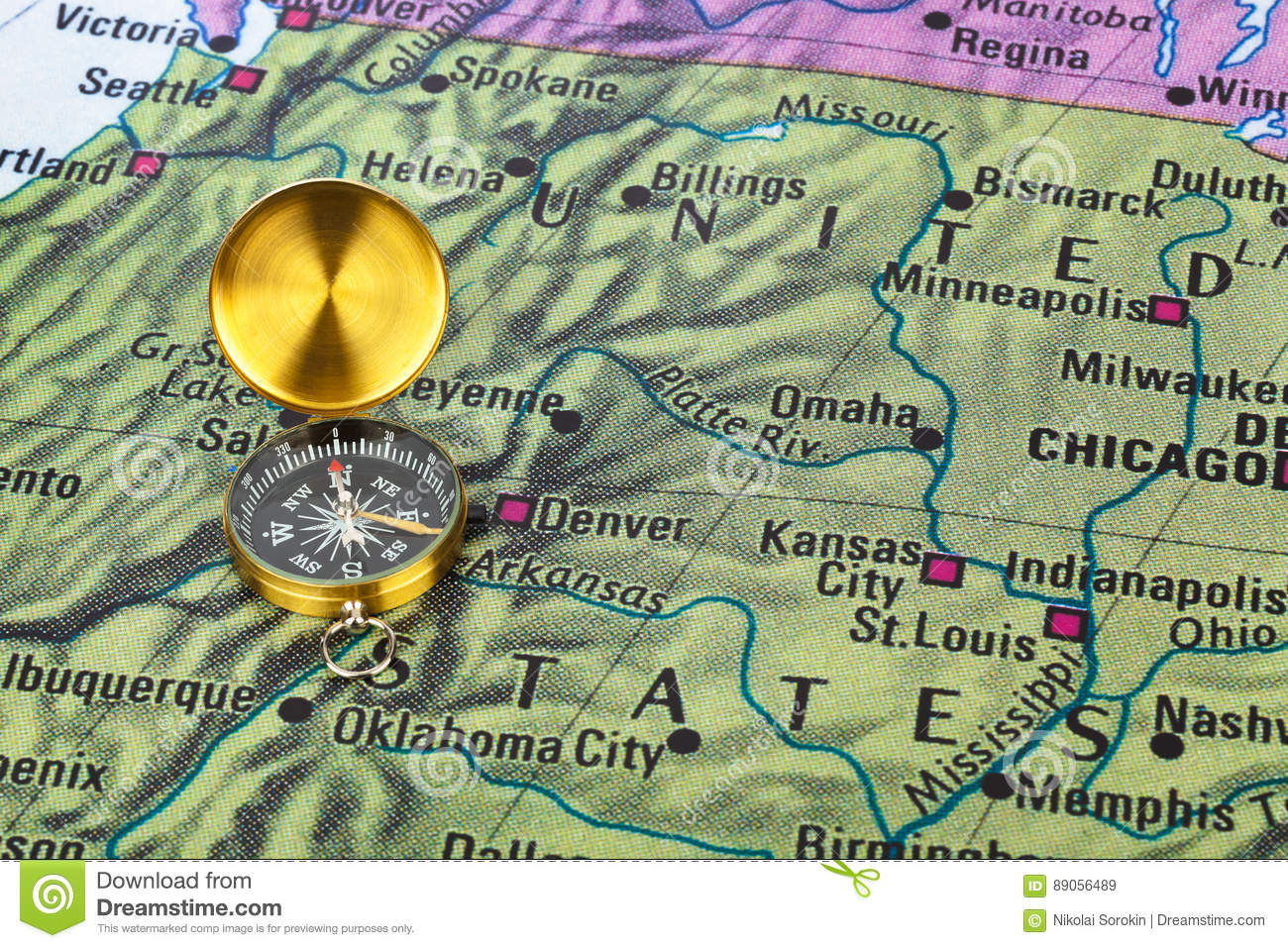 USA Map And Compass Stock Image Image Of Goal America 89056489