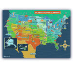 USA Map For Kids 18 X30 LAMINATED 50 States And Capitals Large
