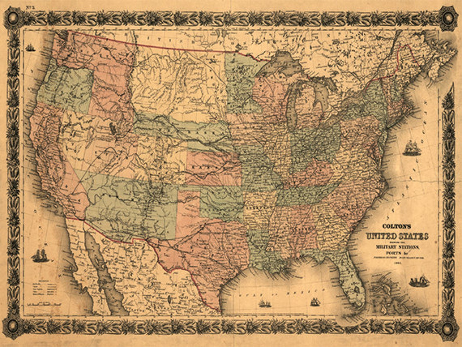 USA Map Print American Map Vintage Map Print Old Map Antique Etsy