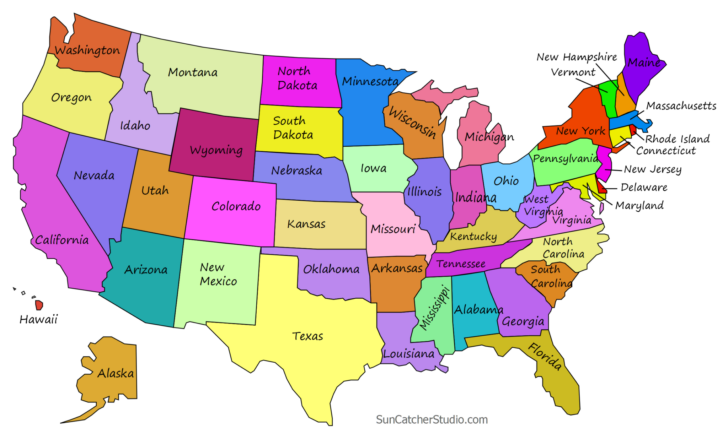 Map Of USA With Names Of States