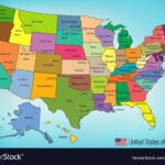 USA Map With Federal States All States Are Selectable Vector