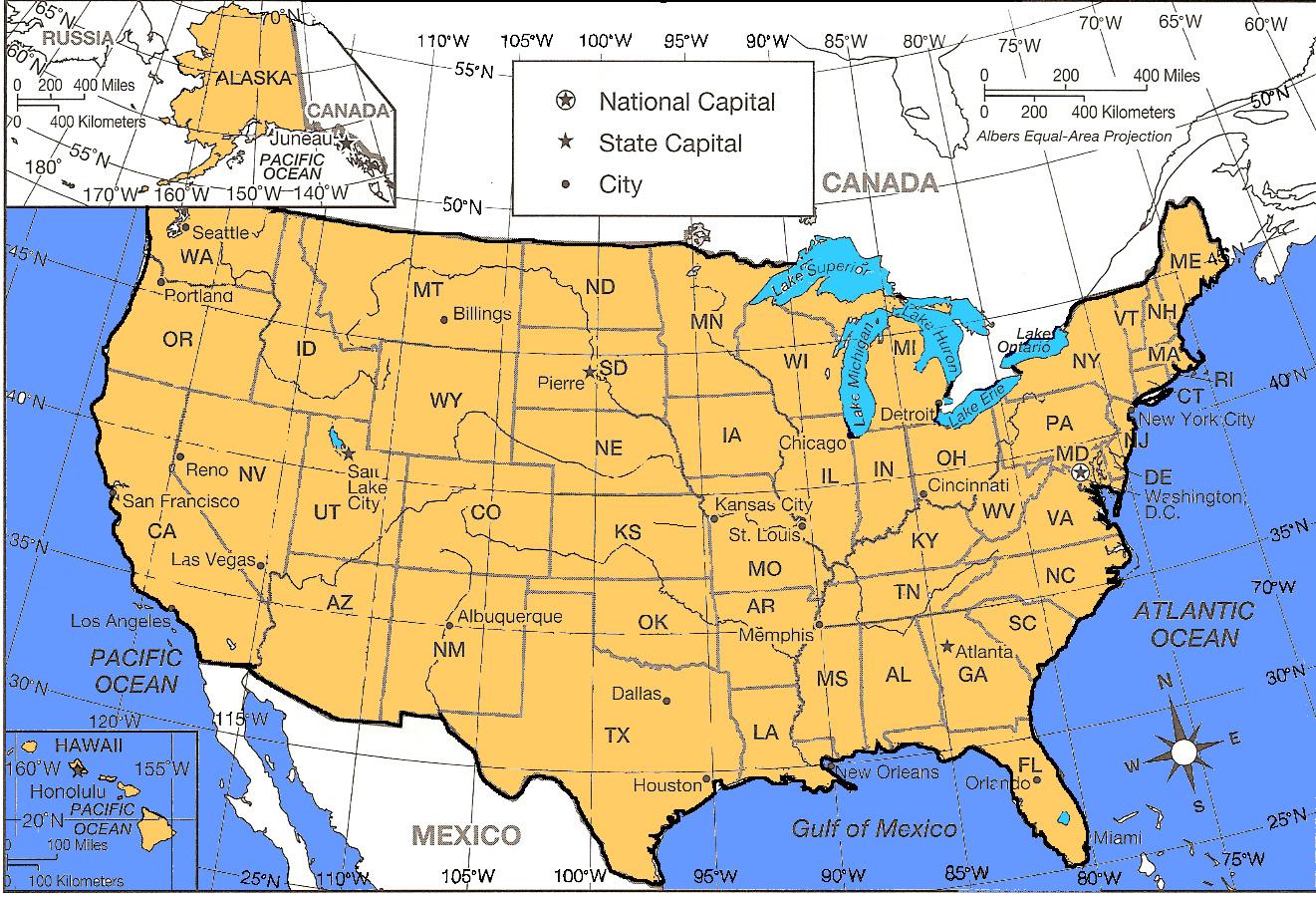 Usa Map With Latitude And Longitude Lines