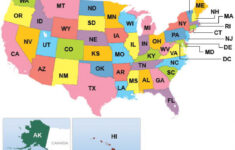 Usa Map With States Capitals And Abbreviations Printable Map