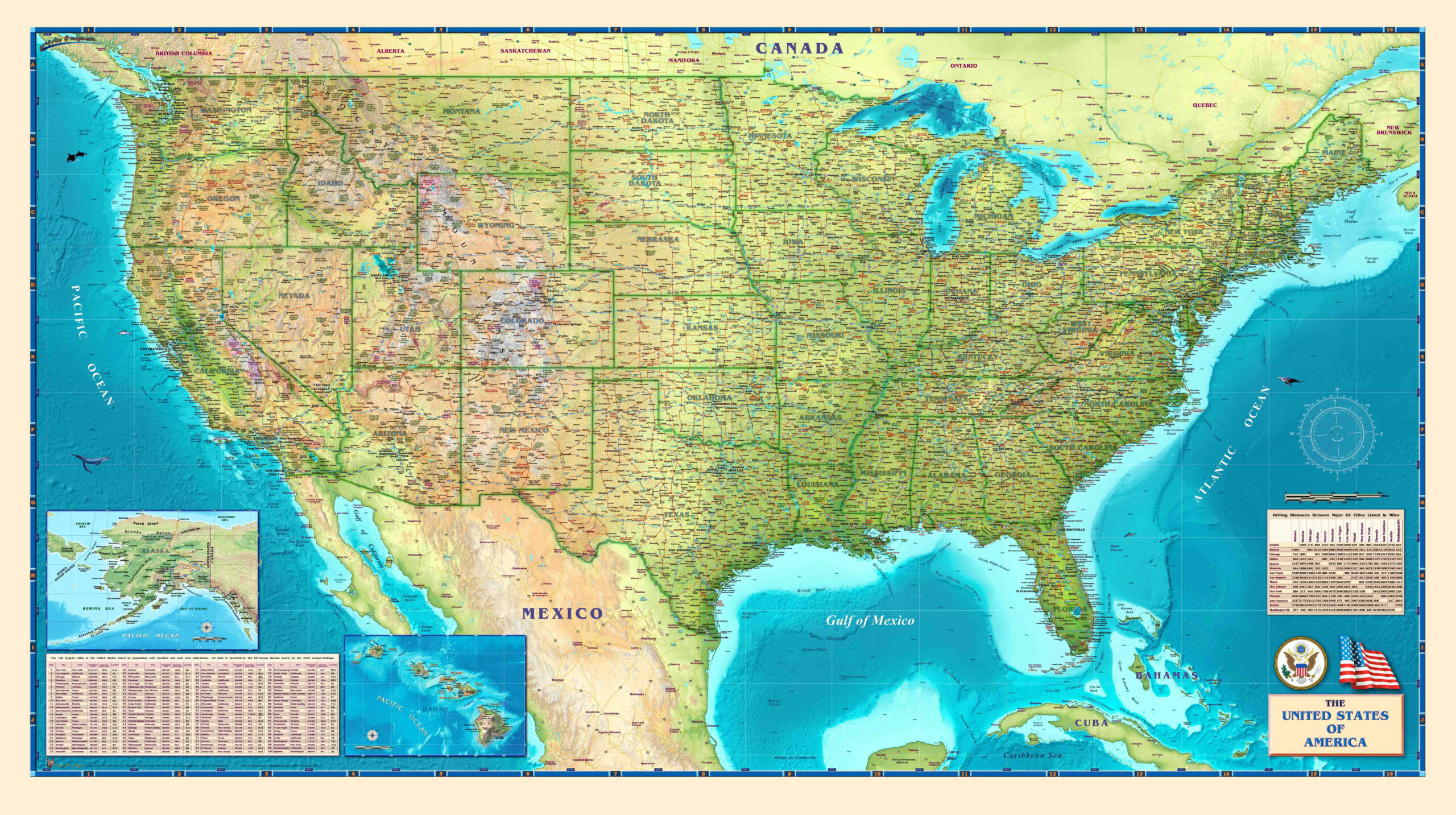 USA Physical Wall Map The Map Shop