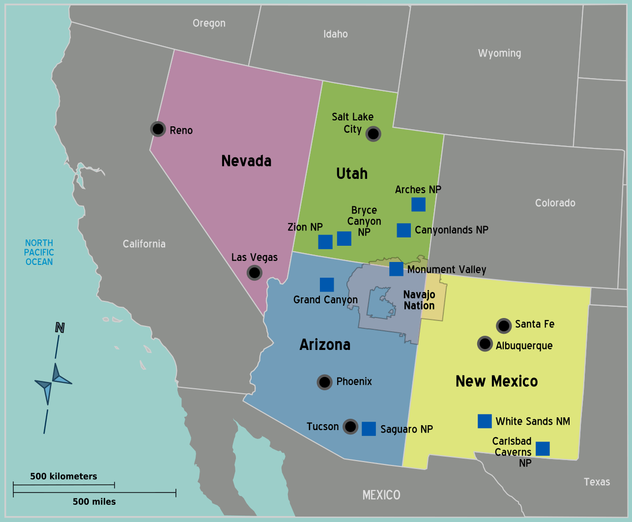 Usa Southwest Map Mapsof