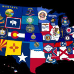 USA State Flag Map Map Of The USA With Their States Flags