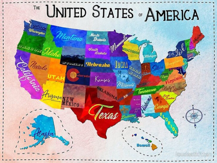 Colored Map Of The USA