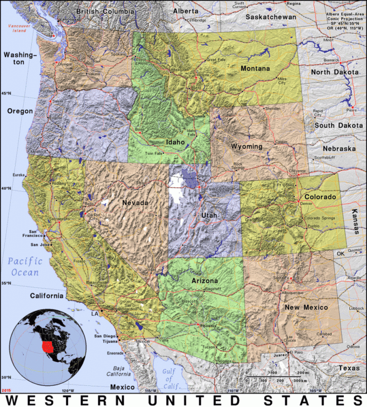 Map Of Western States USA