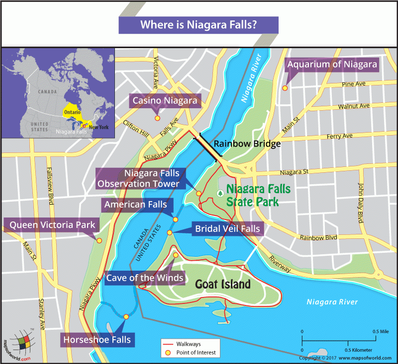 Where Is Niagara Falls Located Where Is Niagara Falls On A Map 