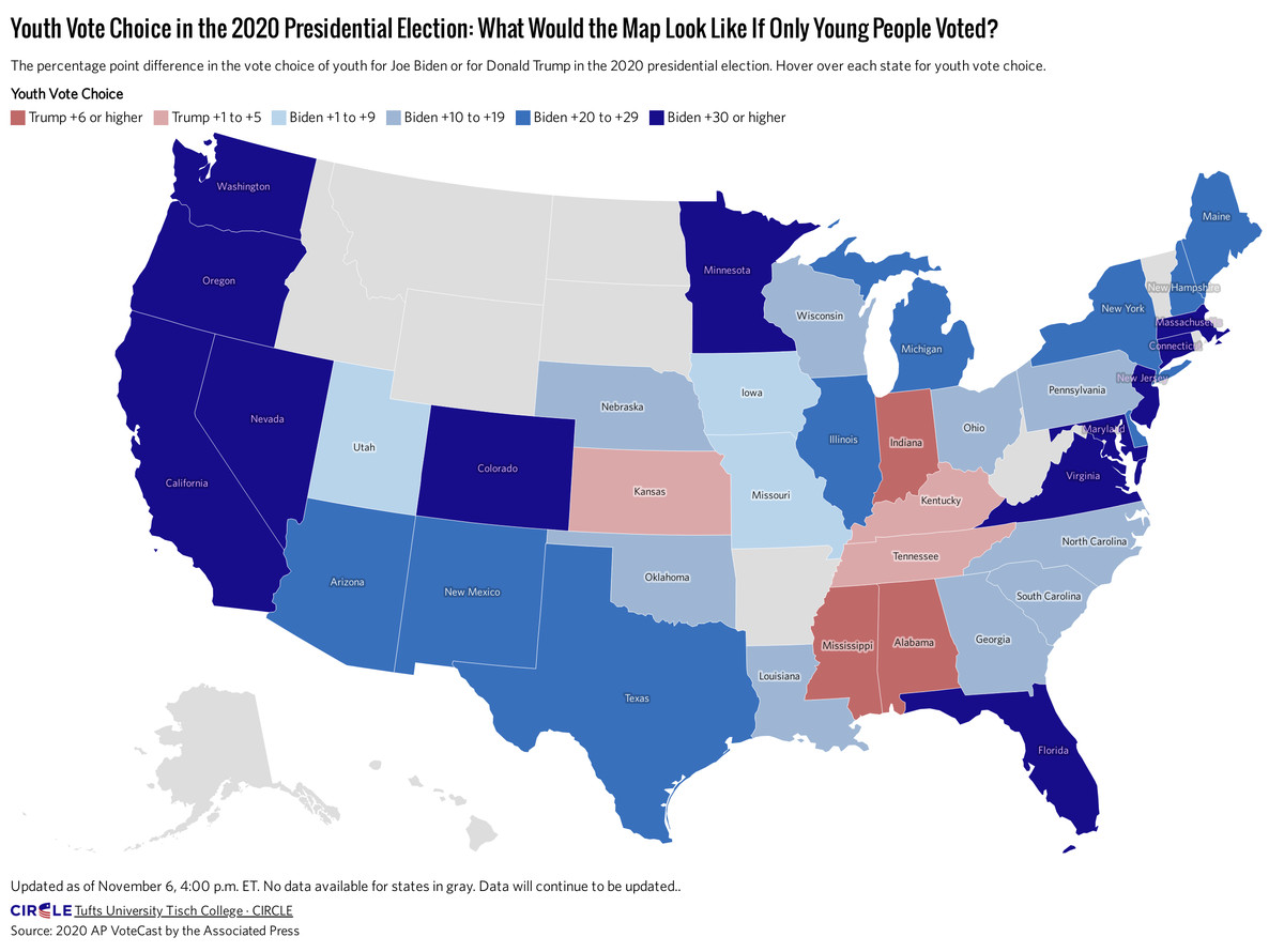 Youth Vote 2020 53 Percent Of Young Voters Cast Ballots This Year Vox