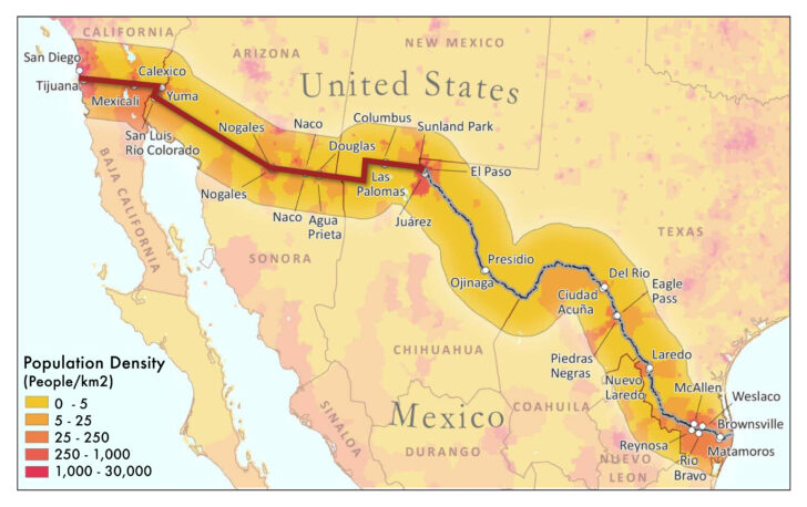 Map Of USA And Mexico Border