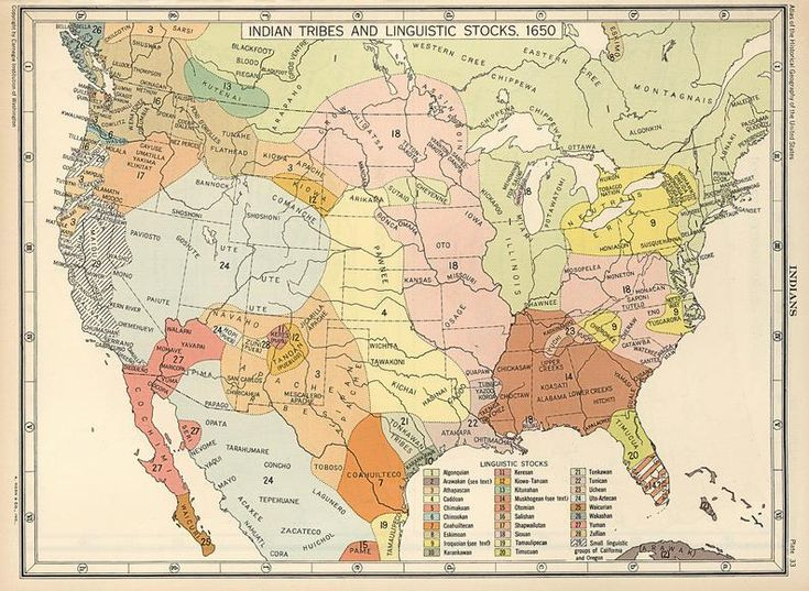 1650 US Map Of Native American Indian Tribes Linguistic Stocks 