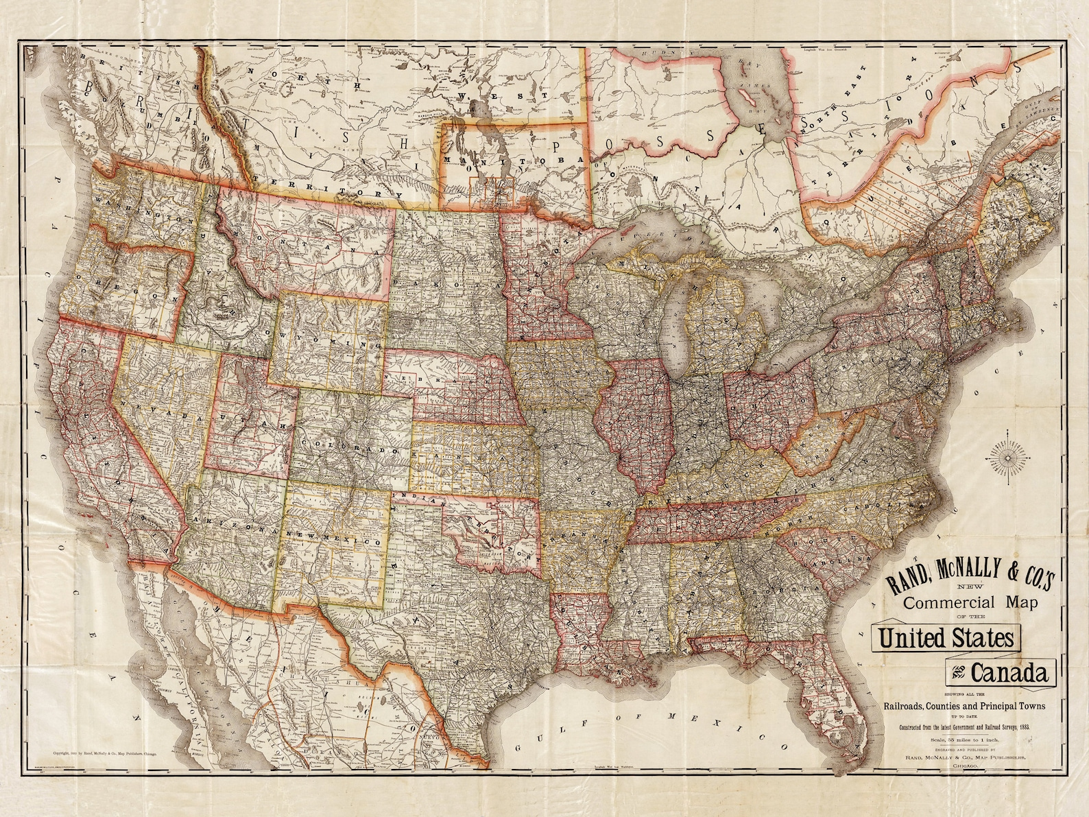 1883 US Railroad Map Reprint Vintage US Railroad Map Etsy