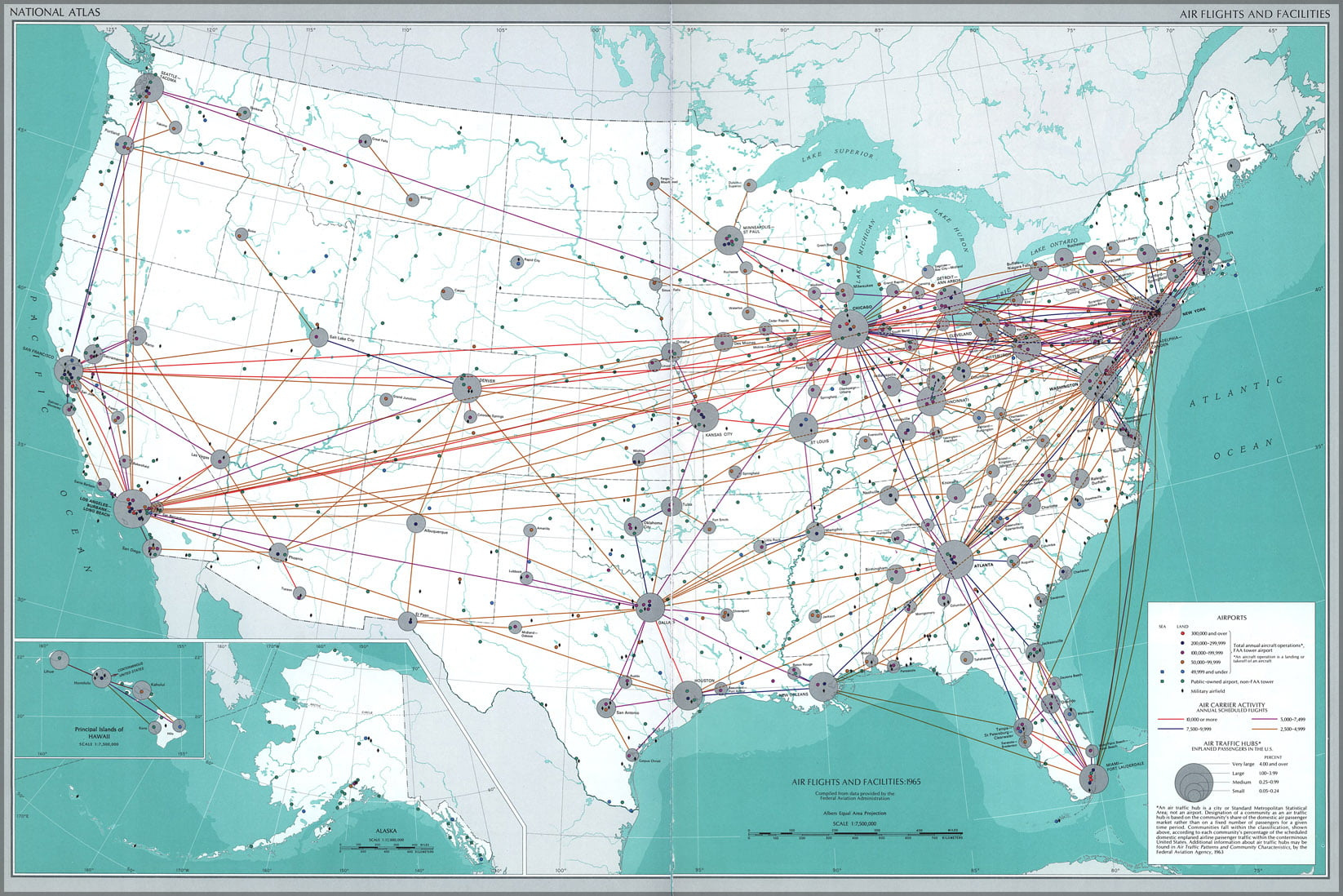 24 x36 Gallery Poster Map Air Traffic Airports United States 