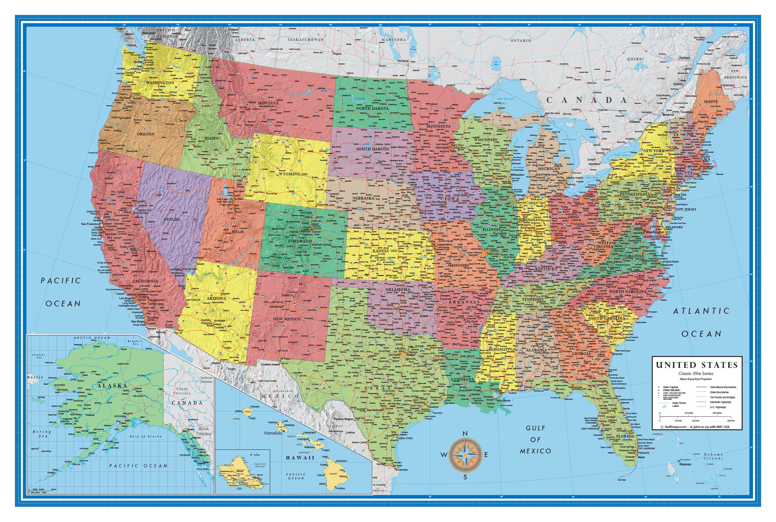 24x36 United States USA Classic Elite Wall Map Laminated Walmart 