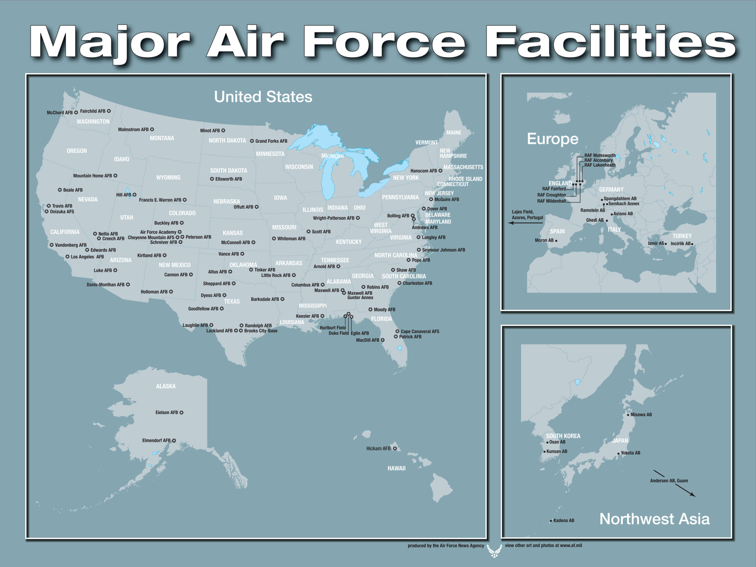 25 Us Air Force Bases Map Online Map Around The World