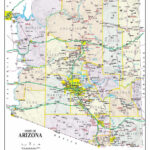 Administrative Map Of Arizona With Roads And Cities Poster 20 X 30 20