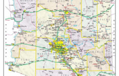 Administrative Map Of Arizona With Roads And Cities Poster 20 X 30 20