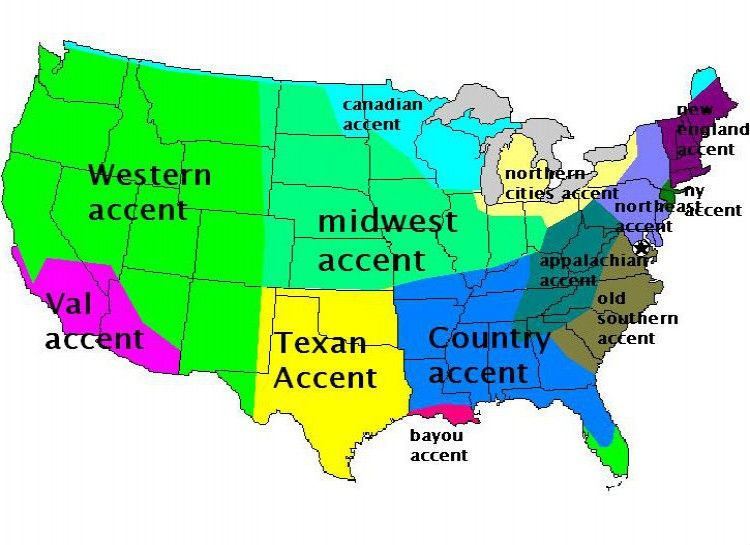 AMERICAN ACCENTS American Accent Southern Accents Map