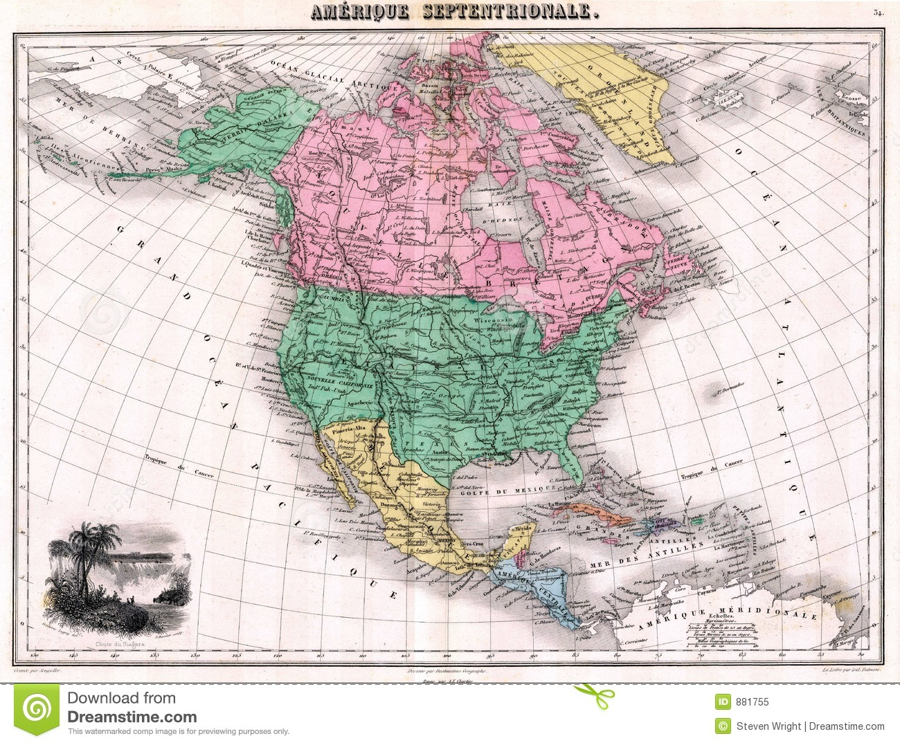 Antique 1870 Map Of North America Royalty Free Stock Photo Image 881755