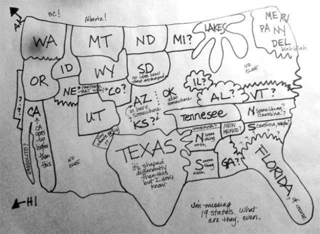 Attempts At Drawing A Map Of The USA From Memory 14 Pics Izismile
