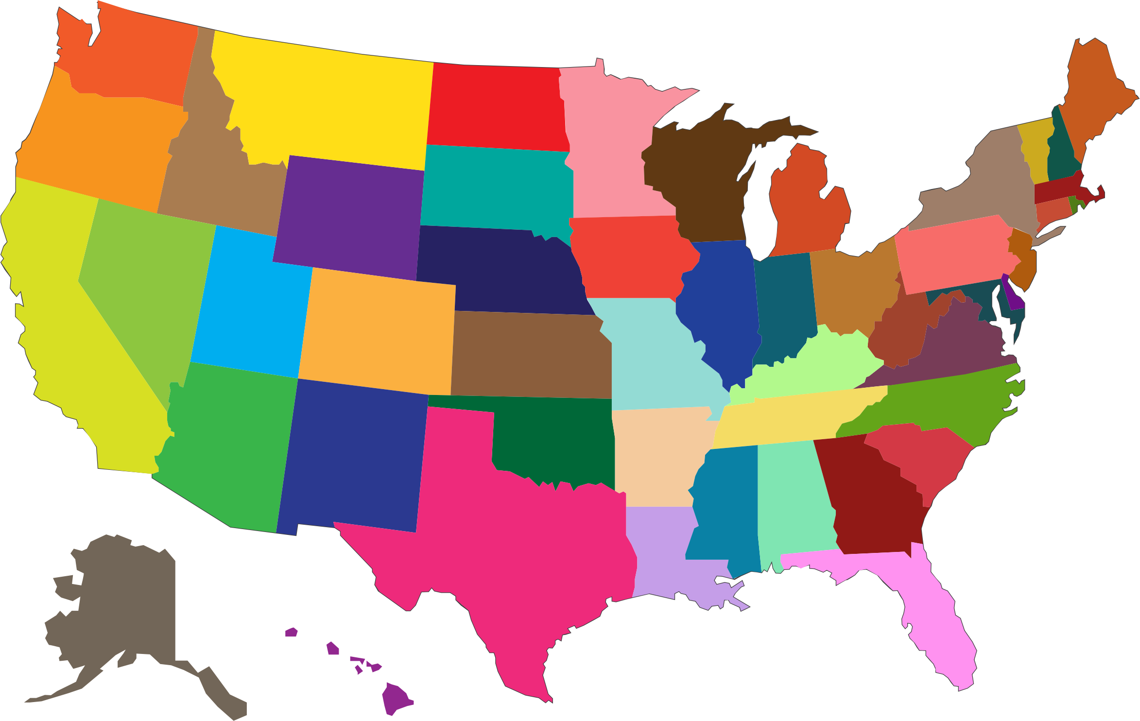 Clipart MultiColored United States Map