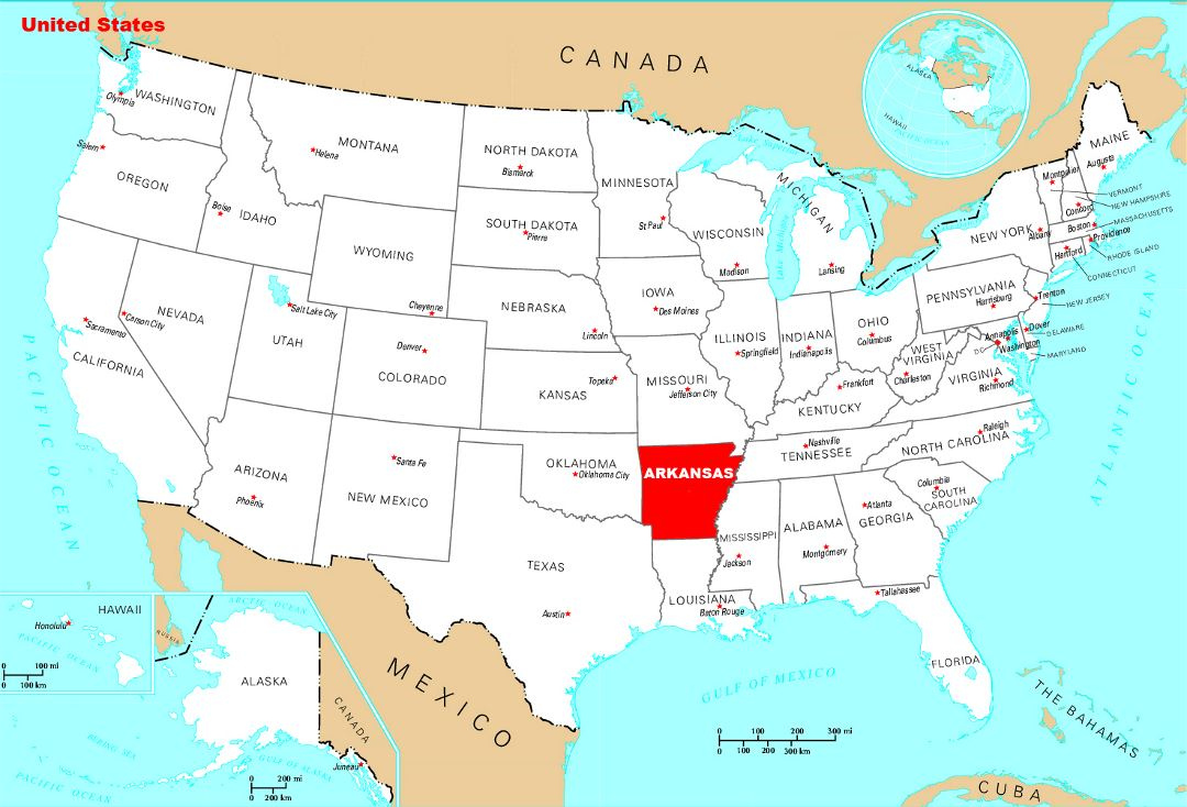 Detailed Location Map Of Arkansas State Arkansas State USA Maps 