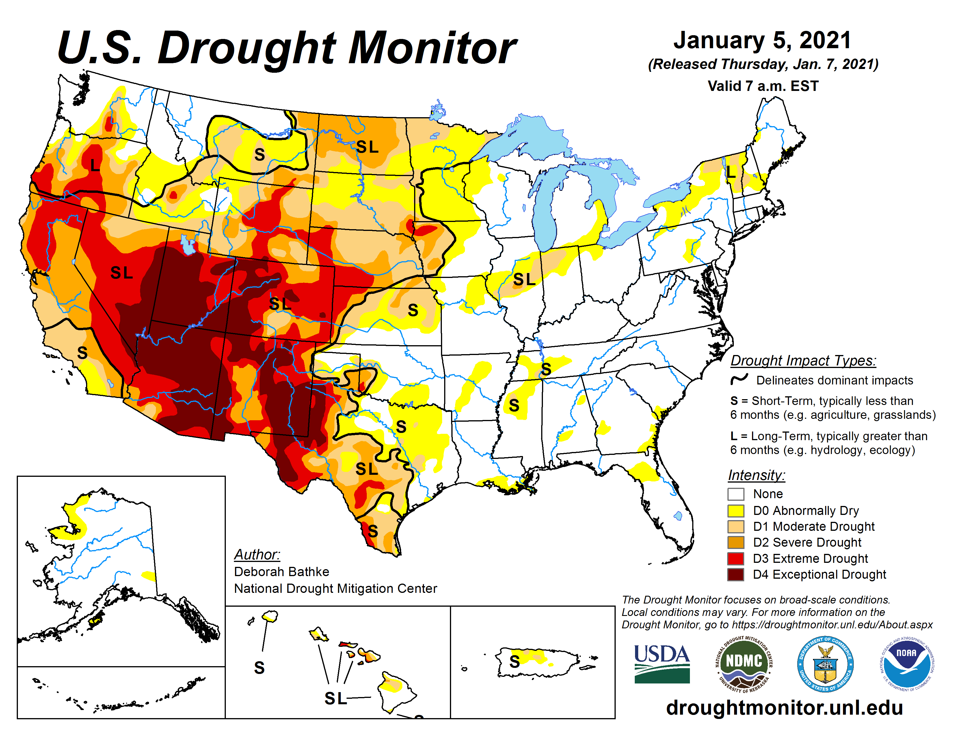  Drought News January 7 2021 Much Of The Rest Of The West Was 