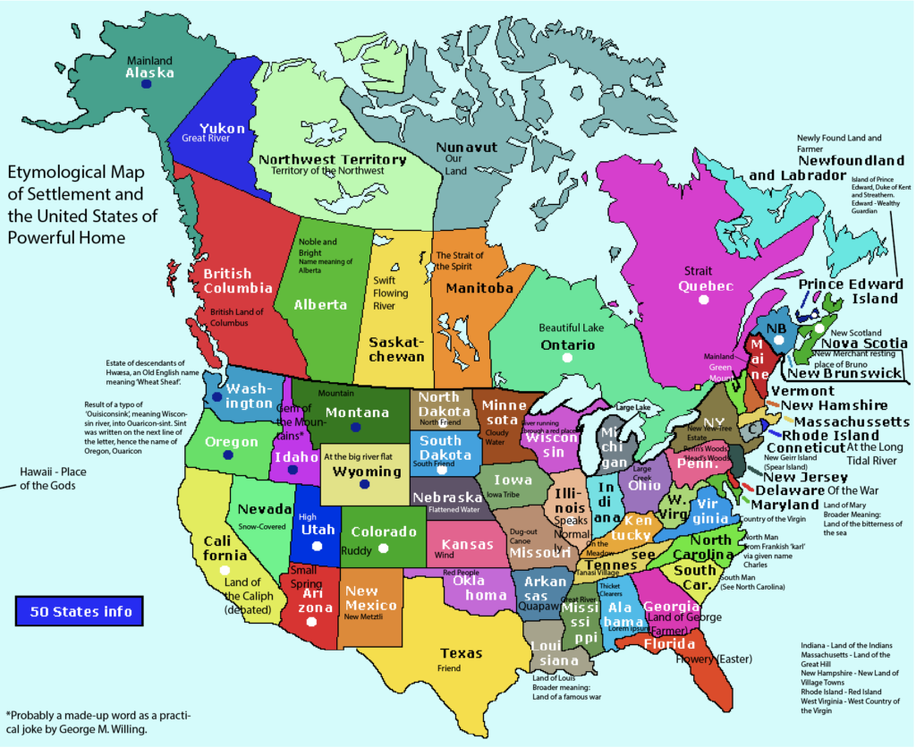Etymological Map Of North America Us Canada North America Map 1 1024x836 