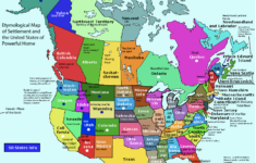 Etymological Map Of North America US Canada North America Map
