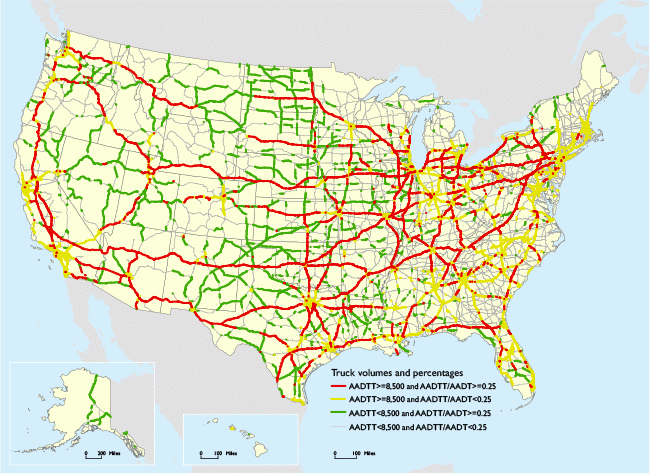 Figure 3 8 Major Truck Routes On The National Highway System 2040 