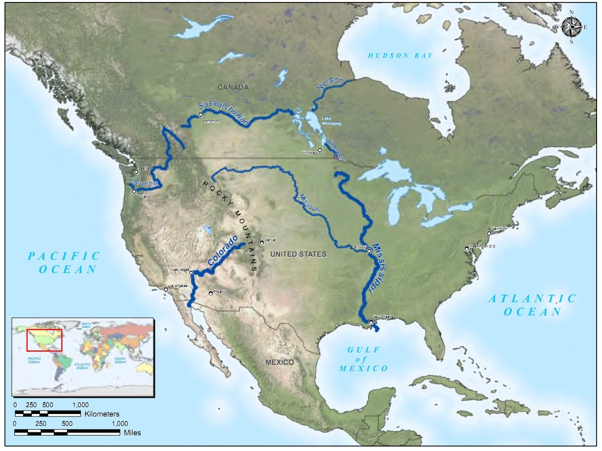 File MAP North America Major Rivers jpg Glen Canyon Dam AMP