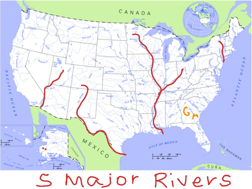 Major Rivers USA Map Printable Map Of USA   Five Major Rivers Of The U S Showme 