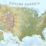 GeoJango United States Wall Map Poster Lite Terrain 36x24 Inches