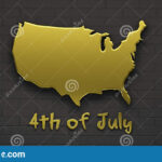 Gold Map United States 3D Render Illustration Stock Illustration